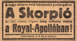 A Budapesti Hírlap 1918. november 26-i száma is a vetítés prolongálását hirdeti.